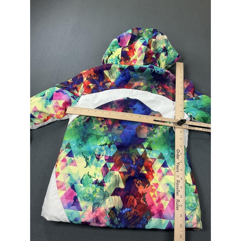 Obermeyer Jacket Youth 10-12 Geometric Multicolor Hooded Insulated Ski Snowboard - Picture 9 of 12